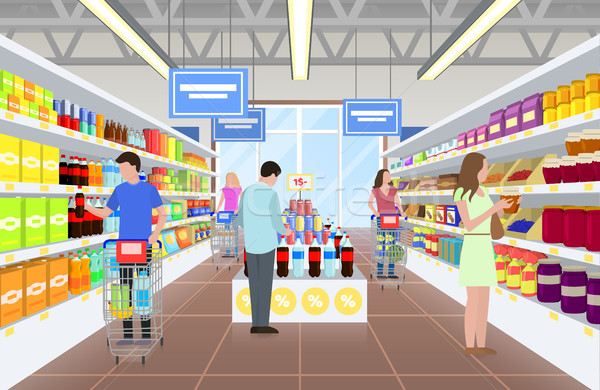 People at the Supermarket on Vector Illustration Stock photo © robuart