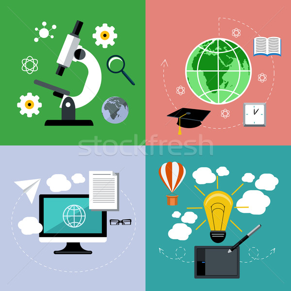 E learning and online education icons set Stock photo © robuart