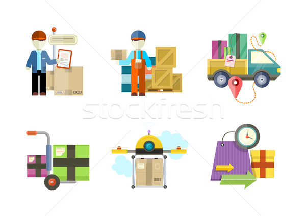 Stock fotó: Szolgáltatások · házhozszállítás · áru · online · vásárlás · világszerte · szállítás