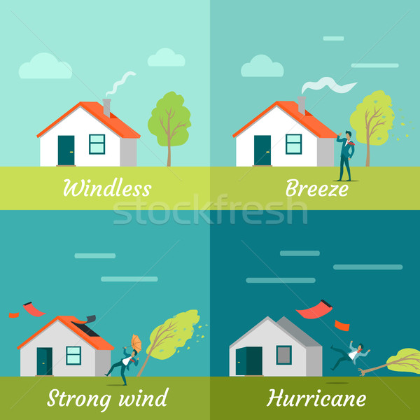 Wind Strength Levels. Windless Breeze Hurricane. Stock photo © robuart