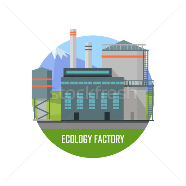 Ecology Factory. Eco Plant Icon in Flat Style. Stock photo © robuart