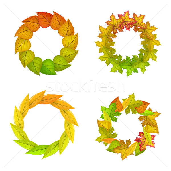 Establecer hojas de otoño vector marco diseno marcos Foto stock © robuart