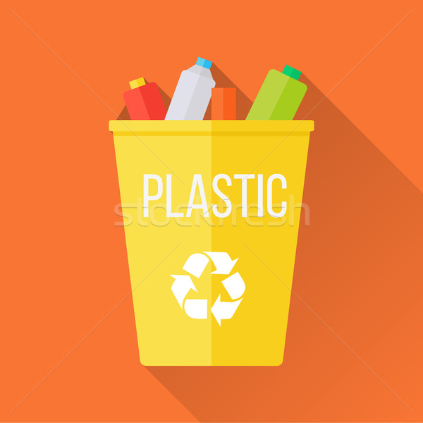 Yellow Recycle Garbage Bin with Plastic Stock photo © robuart