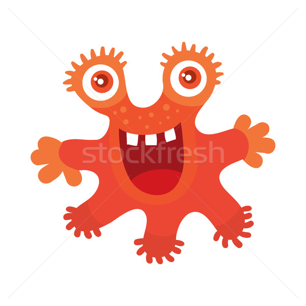 Funny Smiling Germ. Red Monster Character. Vector Stock photo © robuart