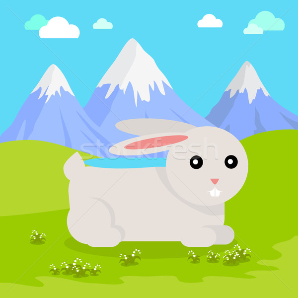 смешные заяц иллюстрация сидят зеленая трава горные Сток-фото © robuart