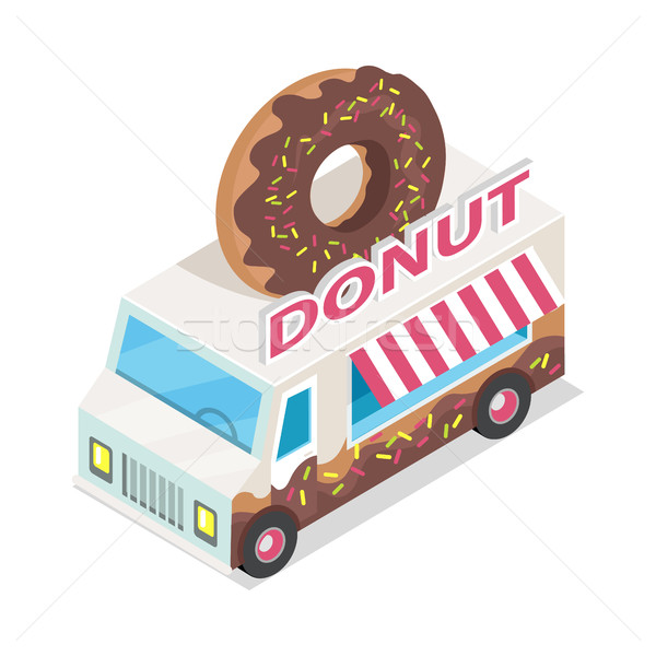 Stock photo: Donut Trolley in Isometric Projection. Doughnut