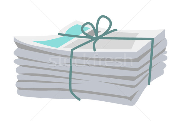 Pile of Newspapers Bound with String on White Stock photo © robuart