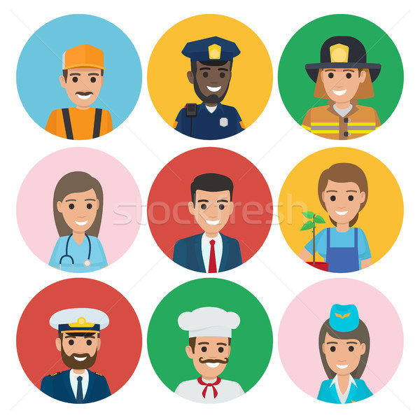 People of Different Professions Set of Round Icons Stock photo © robuart