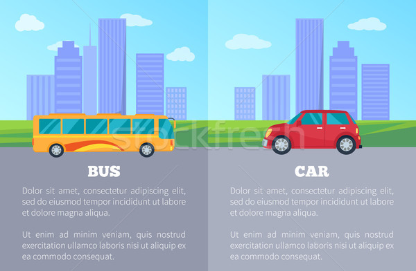 Bus versus Car Comparing Vector Illustration Stock photo © robuart