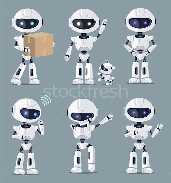 Set of Cute White Ai Machines Vector Illustration Stock photo © robuart
