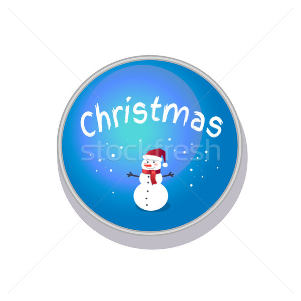Natal boneco de neve botão sorridente bonitinho vermelho Foto stock © robuart