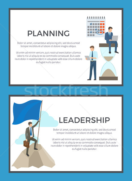 planning and leadership set of business posters vector illustration leadership posters