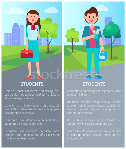 Colorful Vector Illustration with Two Students Stock photo © robuart