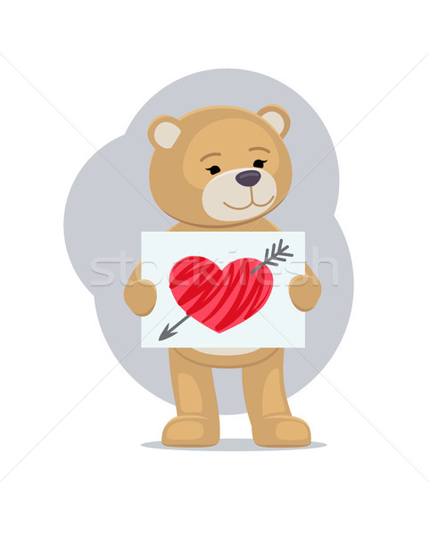 Stuffed Teddy with Sheet of Paper and Broken Heart Stock photo © robuart