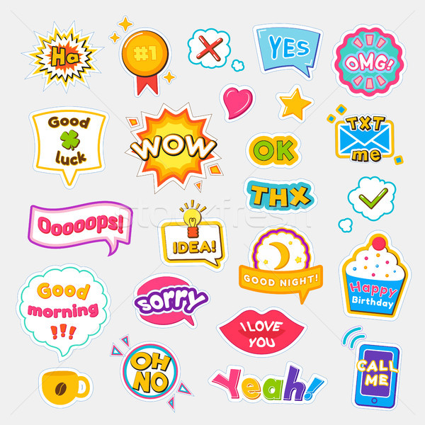 Stock photo: Bright Stickers with Short and Expressive Phrases