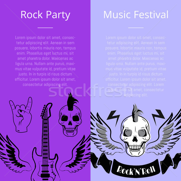 Rock party festival di musica raccolta manifesti teschi Foto d'archivio © robuart