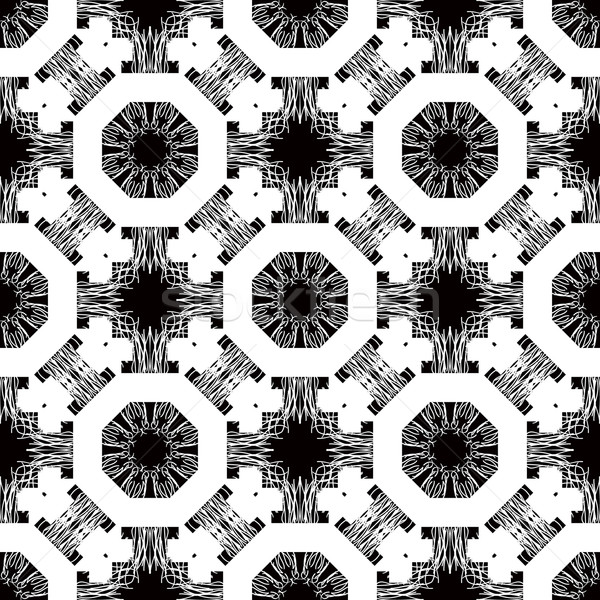 Seamless pattern with white tracery on a black Stock photo © robuart