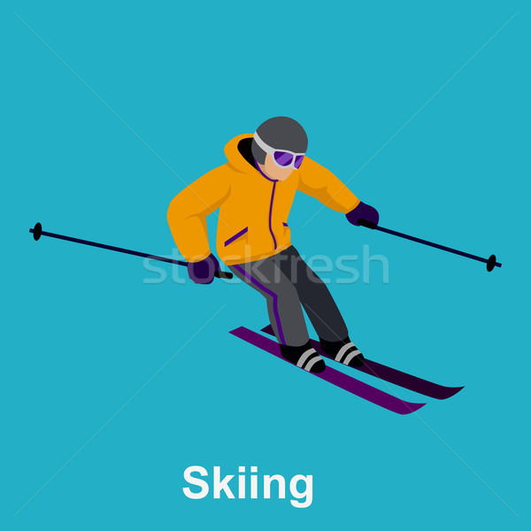 People Skiing Flat Style Design Stock photo © robuart