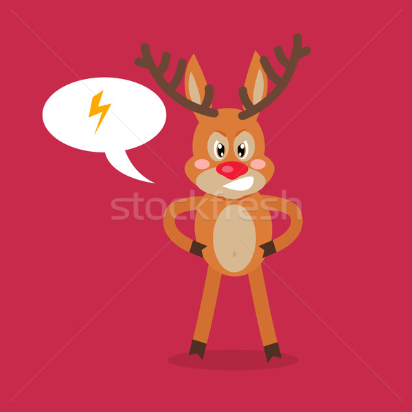 Deer Angry with Thunderstorm in a Speech Bubble. Stock photo © robuart