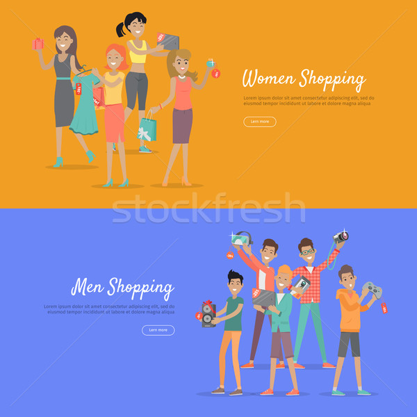 Women and Men Shopping Banners Accessoires on Sale Stock photo © robuart