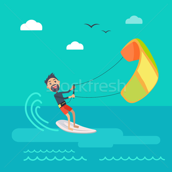Kitesurfing Vector Concept in Flat Design   Stock photo © robuart