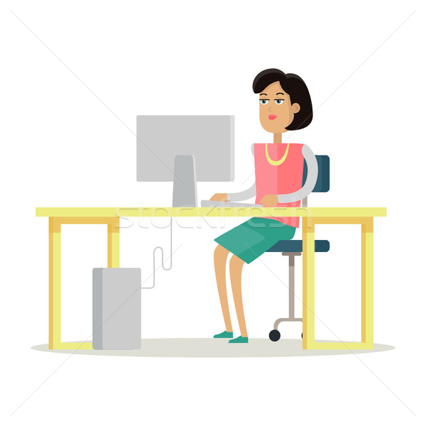 Business Woman Works on His Desktop Stock photo © robuart