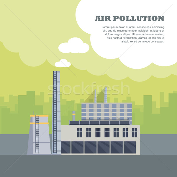 Luft Verschmutzung Banner Fabrik Smog Rohre Stock foto © robuart
