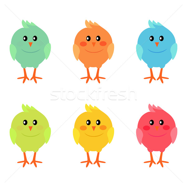 Cute Easter Spring Chickens Isolated Illustration Stock photo © robuart