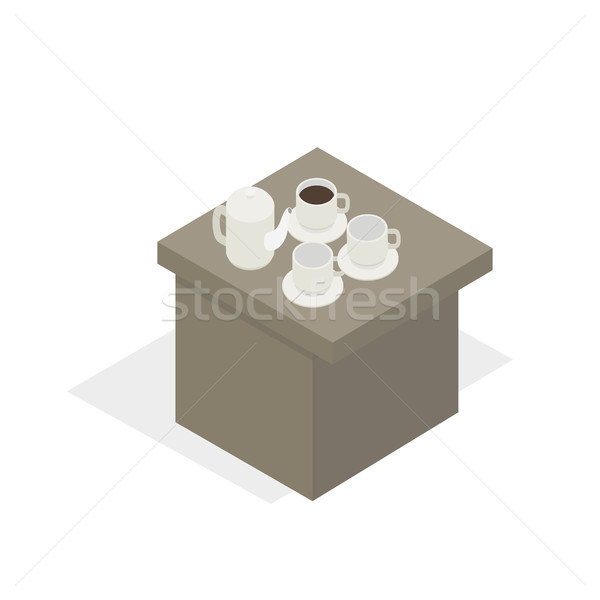 Asztal tea szett dolgozik törik rajz Stock fotó © robuart