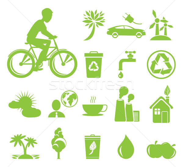 Ecology Saving and Anti Pollution Green Symbols Stock photo © robuart