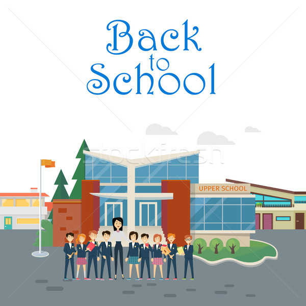 Stock photo: Back to School. Teacher with Pupils on School Yard