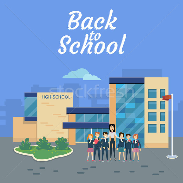 Back to School. Teacher with Pupils on School Yard Stock photo © robuart