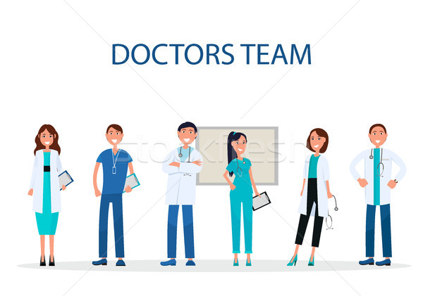 Cheerful Doctors Team Providing Medical Care Flat Stock photo © robuart