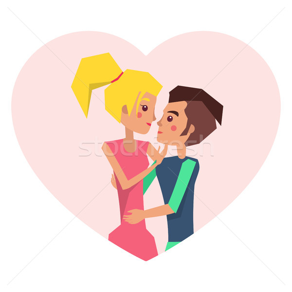 Man and Woman Ready to Kiss Vector Illustration Stock photo © robuart