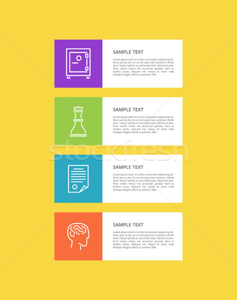 Varied Icons Set isolated on Yellow, Colorful Card Stock photo © robuart