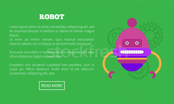 Robot twee ledematen gezicht promo poster Stockfoto © robuart