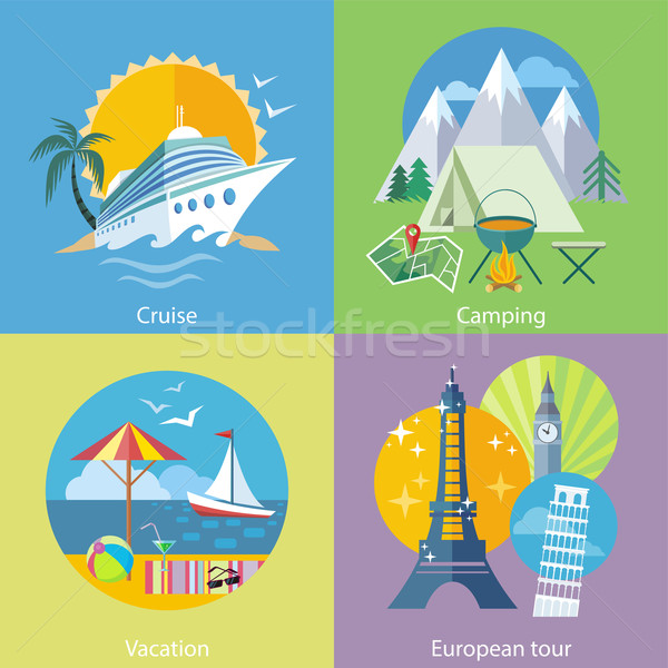 Tournée bateau de croisière camping européenne planification [[stock_photo]] © robuart