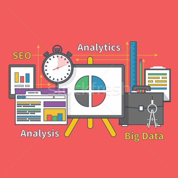 Stand with Charts and Parameters. Big Data Seo Stock photo © robuart