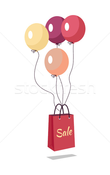 Shopping Bag with Text Sale Flying on Balloons. Stock photo © robuart
