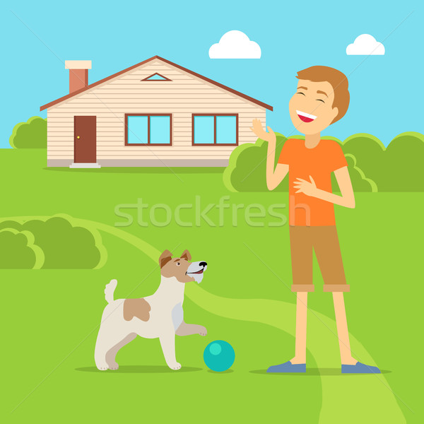 Sanguine Temperament Type Boy with Dog. Stock photo © robuart