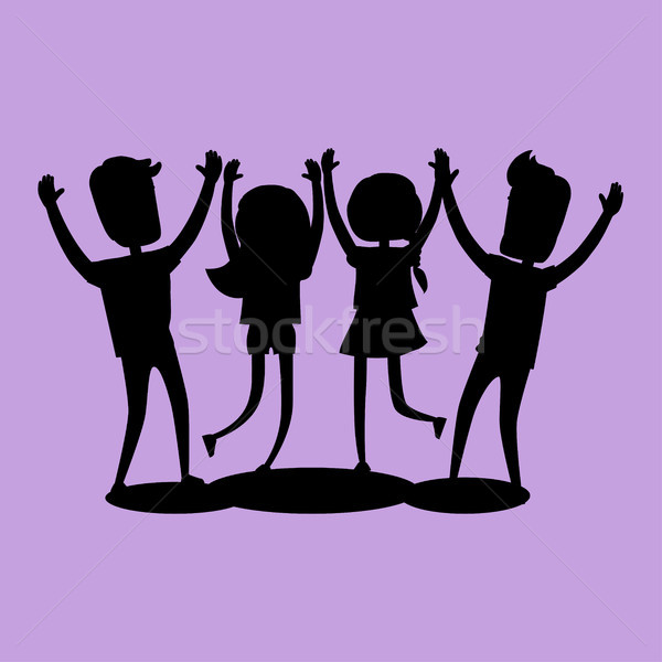 Company of Friends Gives High Five Silhouette Stock photo © robuart