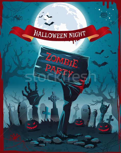 Хэллоуин ночь зомби вечеринка плакат Сток-фото © robuart