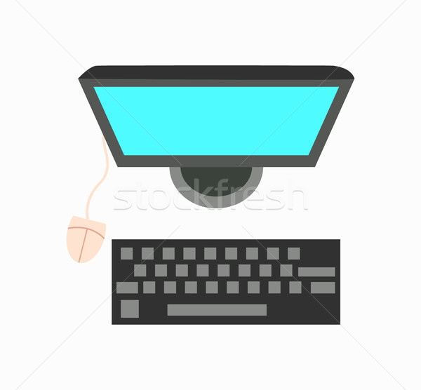 Computer Mouse with Keyboard and Monitor Icon Stock photo © robuart