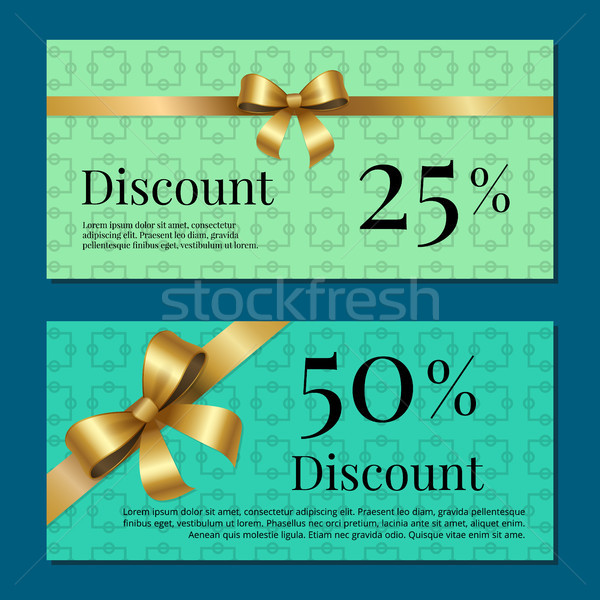 Stock photo: Discount 25 50 Gift Certificate Promo Poster Bow
