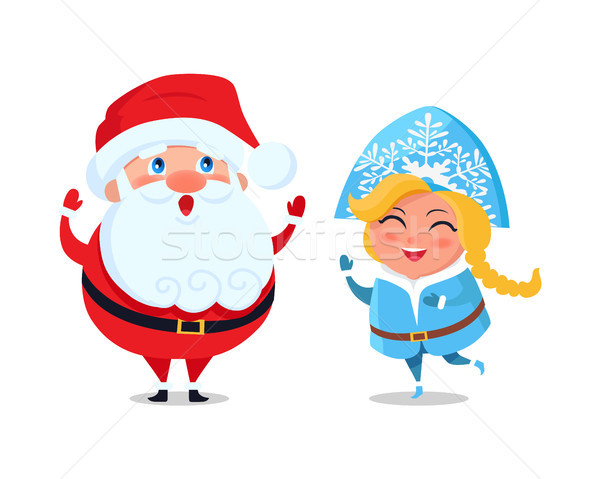 Santa Carry Snow Maiden on Sleigh Vector Character Stock photo © robuart