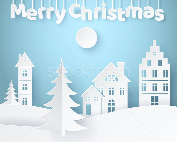 Merry Christmas Paper Poster Vector Illustration Stock photo © robuart