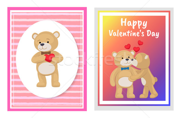 I Love You and Me Teddy Bears Vector Stock photo © robuart