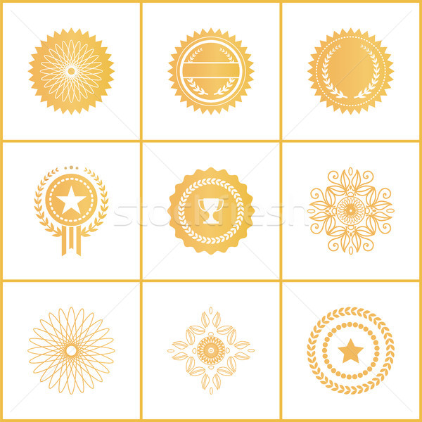 Stock photo: Vector Set Exclusive Golden Stamps Certificate Labels