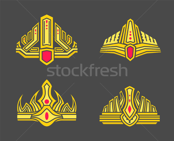 Kings and Queens Gold Crowns Inlaid with Gems Stock photo © robuart