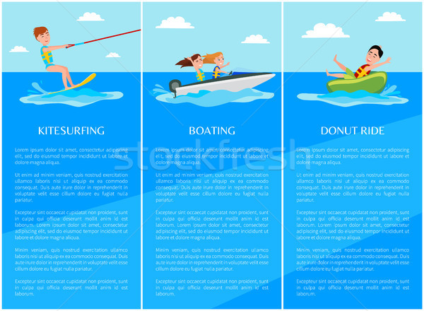 Kitesurfing and Donut Ride Vector Illustration Stock photo © robuart